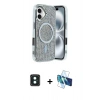 MARSİLYAN™- iPhone 16 Kılıf Eksen Çizgi - Siyah 3D Antistatik Seramik Nano Ekran Koruyucu + PVD Metal Kamera Lens - YL