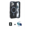 MARSİLYAN™- iPhone 16 Kılıf Eksen Çizgi - Siyah 3D Antistatik Seramik Nano Ekran Koruyucu + PVD Metal Kamera Lens - YL