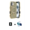 MARSİLYAN™- iPhone 16 Kılıf Eksen Çizgi - Siyah 3D Antistatik Seramik Nano Ekran Koruyucu + PVD Metal Kamera Lens - YL
