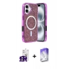 MARSİLYAN™- iPhone 16 Kılıf Eksen Çizgi - Siyah Bilvis 5in1 3D Magic Cam Ekran Koruyucu + Bilvis Titan Kamera Lens - SH