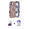 MARSİLYAN™- iPhone 16 Kılıf Eksen Çizgi - Siyah Bilvis 5in1 3D Magic Cam Ekran Koruyucu + Bilvis Titan Kamera Lens - SH