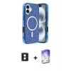 MARSİLYAN™- iPhone 16 Kılıf Eksen Çizgi - Siyah Bilvis 5in1 3D Magic Cam Ekran Koruyucu + PVD Metal Kamera Lens - MI