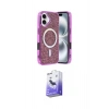 MARSİLYAN™- iPhone 16 Kılıf Eksen Çizgi - Siyah Bilvis 5in1 5D Magic Hayalet Cam Ekran Koruyucu