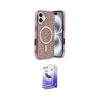 MARSİLYAN™- iPhone 16 Kılıf Eksen Çizgi - Siyah Bilvis 5in1 5D Magic Hayalet Cam Ekran Koruyucu