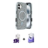 MARSİLYAN™- iPhone 16 Kılıf Eksen Çizgi - Siyah Bilvis 5in1 5D Magic Hayalet Cam Ekran Koruyucu + Bilvis Titan Kamera Lens - SH
