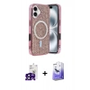 MARSİLYAN™- iPhone 16 Kılıf Eksen Çizgi - Siyah Bilvis 5in1 5D Magic Hayalet Cam Ekran Koruyucu + Bilvis Titan Kamera Lens - SH