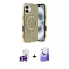 MARSİLYAN™- iPhone 16 Kılıf Eksen Çizgi - Siyah Bilvis 5in1 5D Magic Hayalet Cam Ekran Koruyucu + Bilvis Titan Kamera Lens - GS