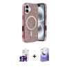 MARSİLYAN™- iPhone 16 Kılıf Eksen Çizgi - Siyah Bilvis 5in1 5D Magic Hayalet Cam Ekran Koruyucu + Bilvis Titan Kamera Lens - GS