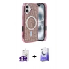 MARSİLYAN™- iPhone 16 Kılıf Eksen Çizgi - Siyah Bilvis 5in1 5D Magic Hayalet Cam Ekran Koruyucu + Bilvis Titan Kamera Lens - PE