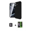 MARSİLYAN™- iPhone 16 Kılıf Eksen Form Prime - Şeffaf 360 Full Body Arka Koruyucu + PVD Metal Kamera Lens - PE