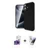 MARSİLYAN™- iPhone 16 Kılıf Eksen Form Prime - Şeffaf Pasifik Cam Ekran Koruyucu + Bilvis Titan Kamera Lens - PE