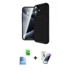MARSİLYAN™- iPhone 16 Kılıf Eksen Form Prime - Şeffaf Pasifik Cam Ekran Koruyucu + Raze Metal Kamera Lens - LT