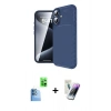 MARSİLYAN™- iPhone 16 Kılıf Eksen Form Prime - Şeffaf Pasifik Cam Ekran Koruyucu + Raze Metal Kamera Lens - LT