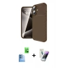 MARSİLYAN™- iPhone 16 Kılıf Eksen Form Prime - Şeffaf Pasifik Cam Ekran Koruyucu + Raze Metal Kamera Lens - LT