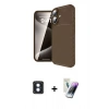 MARSİLYAN™- iPhone 16 Kılıf Eksen Form Prime - Şeffaf Pasifik Cam Ekran Koruyucu + Mavi PVD Metal Kamera Lens