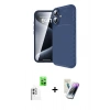 MARSİLYAN™- iPhone 16 Kılıf Eksen Form Prime - Şeffaf Pasifik Cam Ekran Koruyucu + Raze Metal Kamera Lens - BZ