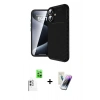 MARSİLYAN™- iPhone 16 Kılıf Eksen Form Prime - Şeffaf Pasifik Cam Ekran Koruyucu + Raze Metal Kamera Lens - BZ