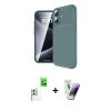 MARSİLYAN™- iPhone 16 Kılıf Eksen Form Prime - Şeffaf Pasifik Cam Ekran Koruyucu + Raze Metal Kamera Lens - BZ