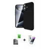 MARSİLYAN™- iPhone 16 Kılıf Eksen Form Prime - Şeffaf Pasifik Cam Ekran Koruyucu + Raze Metal Kamera Lens - SH