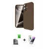 MARSİLYAN™- iPhone 16 Kılıf Eksen Form Prime - Şeffaf Pasifik Cam Ekran Koruyucu + Raze Metal Kamera Lens - SH