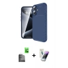 MARSİLYAN™- iPhone 16 Kılıf Eksen Form Prime - Şeffaf Pasifik Cam Ekran Koruyucu + Raze Metal Kamera Lens - SH