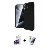 MARSİLYAN™- iPhone 16 Kılıf Eksen Form Prime - Şeffaf Pasifik Cam Ekran Koruyucu + Bilvis Titan Kamera Lens - YL