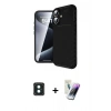 MARSİLYAN™- iPhone 16 Kılıf Eksen Form Prime - Şeffaf Pasifik Cam Ekran Koruyucu + PVD Metal Kamera Lens - YL