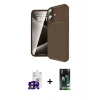 MARSİLYAN™- iPhone 16 Kılıf Eksen Form Prime - Siyah 360 Mat Full Body Arka Koruyucu + Bilvis Titan Kamera Lens - SH
