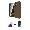 MARSİLYAN™- iPhone 16 Kılıf Eksen Form Prime - Siyah 360 Mat Full Body Arka Koruyucu + Bilvis Titan Kamera Lens - GS
