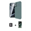 MARSİLYAN™- iPhone 16 Kılıf Eksen Form Prime - Siyah 360 Mat Full Body Arka Koruyucu + PVD Metal Kamera Lens - PE