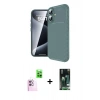 MARSİLYAN™- iPhone 16 Kılıf Eksen Form Prime - Siyah 360 Mat Full Body Arka Koruyucu + Pembe Raze Metal Kamera Lens