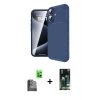 MARSİLYAN™- iPhone 16 Kılıf Eksen Form Prime - Siyah 360 Mat Full Body Arka Koruyucu + Raze Metal Kamera Lens - SH