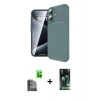 MARSİLYAN™- iPhone 16 Kılıf Eksen Form Prime - Siyah 360 Mat Full Body Arka Koruyucu + Raze Metal Kamera Lens - SH