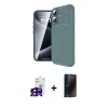 MARSİLYAN™- iPhone 16 Kılıf Eksen Form Prime - Siyah 3D Antistatik Hayalet Cam Ekran Koruyucu + Bilvis Titan Kamera Lens - SH