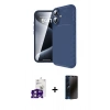 MARSİLYAN™- iPhone 16 Kılıf Eksen Form Prime - Siyah 3D Antistatik Hayalet Cam Ekran Koruyucu + Bilvis Titan Kamera Lens - PE