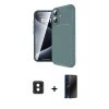 MARSİLYAN™- iPhone 16 Kılıf Eksen Form Prime - Siyah 3D Antistatik Hayalet Cam Ekran Koruyucu + PVD Metal Kamera Lens - PE