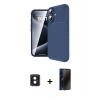 MARSİLYAN™- iPhone 16 Kılıf Eksen Form Prime - Siyah 3D Antistatik Hayalet Cam Ekran Koruyucu + PVD Metal Kamera Lens - PE