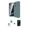 MARSİLYAN™- iPhone 16 Kılıf Eksen Form Prime - Siyah 3D Antistatik Hayalet Cam Ekran Koruyucu + Raze Metal Kamera Lens - PE