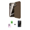 MARSİLYAN™- iPhone 16 Kılıf Eksen Form Prime - Siyah 3D Antistatik Hayalet Cam Ekran Koruyucu + Raze Metal Kamera Lens - PE