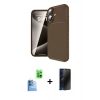 MARSİLYAN™- iPhone 16 Kılıf Eksen Form Prime - Siyah 3D Antistatik Hayalet Cam Ekran Koruyucu + Raze Metal Kamera Lens - LT