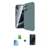 MARSİLYAN™- iPhone 16 Kılıf Eksen Form Prime - Siyah 3D Antistatik Hayalet Cam Ekran Koruyucu + Raze Metal Kamera Lens - LT