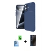 MARSİLYAN™- iPhone 16 Kılıf Eksen Form Prime - Siyah 3D Antistatik Hayalet Cam Ekran Koruyucu + Raze Metal Kamera Lens - LT
