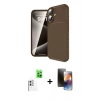 MARSİLYAN™- iPhone 16 Kılıf Eksen Form Prime - Siyah 3D Antistatik Mat Seramik Nano Ekran Koruyucu + Raze Metal Kamera Lens - BZ