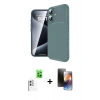 MARSİLYAN™- iPhone 16 Kılıf Eksen Form Prime - Siyah 3D Antistatik Mat Seramik Nano Ekran Koruyucu + Raze Metal Kamera Lens - BZ