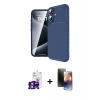 MARSİLYAN™- iPhone 16 Kılıf Eksen Form Prime - Siyah 3D Antistatik Mat Seramik Nano Ekran Koruyucu + Bilvis Titan Kamera Lens - PE