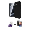 MARSİLYAN™- iPhone 16 Kılıf Eksen Form Prime - Siyah 3D Antistatik Mat Seramik Nano Ekran Koruyucu + Bilvis Titan Kamera Lens - PE