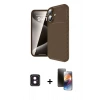 MARSİLYAN™- iPhone 16 Kılıf Eksen Form Prime - Siyah 3D Antistatik Mat Seramik Nano Ekran Koruyucu + PVD Metal Kamera Lens - PE