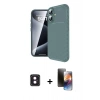 MARSİLYAN™- iPhone 16 Kılıf Eksen Form Prime - Siyah 3D Antistatik Mat Seramik Nano Ekran Koruyucu + PVD Metal Kamera Lens - PE