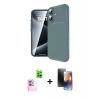 MARSİLYAN™- iPhone 16 Kılıf Eksen Form Prime - Siyah 3D Antistatik Mat Seramik Nano Ekran Koruyucu + Raze Metal Kamera Lens - PE