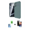 MARSİLYAN™- iPhone 16 Kılıf Eksen Form Prime - Siyah 3D Antistatik Mat Seramik Nano Ekran Koruyucu + Raze Metal Kamera Lens - LT